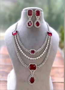 925 Sterling Silver Emerald All Color collier boucles d'oreilles Déclaration moissanite Diamond, Bijoux de mariage - Product Image 2