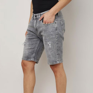 Wholesale Cheap Price Quick Dry Breathable <b>Men's</b> 100% Cotton High Street Style <b>Drawstring</b> Closure Casual <b>Jeans</b> Shorts Fine - Product Image 2