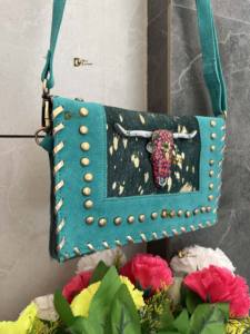 Bolso cruzado de cuero de vaca metálico de estilo occidental con tallado de dirección y borla en forma de cruz Sling monedero/bolso de compras del comprador - Product Image 2