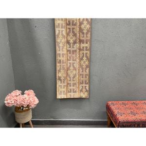 Turkish 1.6x4.6 ft Rug, Vintage Rug, <b>Brown</b> Ikat Rug <b>Wool</b> - Product Image 1