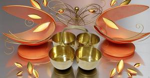 Chowmukh haldi kumkum ทองเหลืองอุปกรณ์เสริม pooja ทองเหลืองขนาดเล็กผู้ถือชาม4 patra - Product Image 6