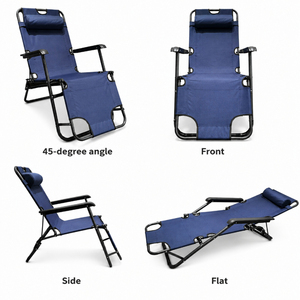 Chaise longue <span class=keywords><strong>de</strong></span> piscine pliante en métal à 2 positions pour extérieur, chaise <span class=keywords><strong>de</strong></span> plage inclinable, <span class=keywords><strong>lit</strong></span> <span class=keywords><strong>de</strong></span> plage - Product Image 3