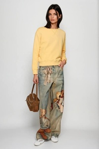 Jeans en denim slim pour homme Amiry, style hip-hop urbain, en cuir déchiré et vieilli avec empiècements, personnalisables, vente en gros - Product Image 4