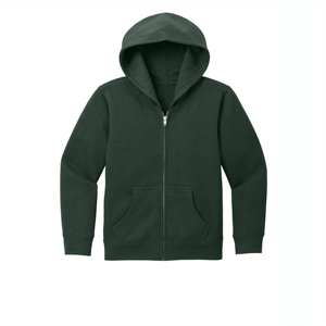 Sudadera con capucha de forro polar verde bosque con cremallera completa para niños con bolsillos: ligera y transpirable, perfecta para capas en climas fríos - Product Image 2
