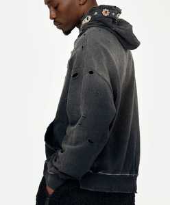 Sweat à capuche en éponge française surdimensionné anti-rétrécissement 100% fabricant de conception doublée en coton tricoté à l'acide vieilli 2026 - Product Image 5