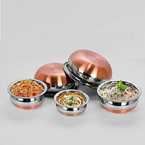 ชามทองแดงสแตนเลส5ชิ้นพร้อมฝาเหล็กชามทองแดงขนาดต่างๆชิ้นโบราณดีไซน์ใหม่ขายดี - Product Image 3
