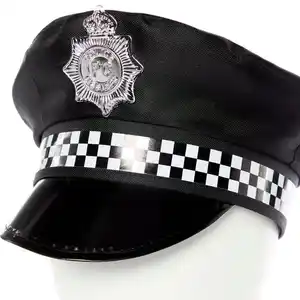 Halloween שחור וכחול משטרה שטוח כובע עליון שמלה מפוארת כובע מסיבה