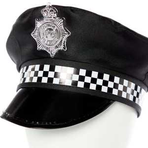 Halloween noir et bleu cosplay <span class=keywords><strong>police</strong></span> plat haut chapeau déguisement drôle chapeau de fête - Product Image 4