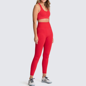 Conjuntos Deportivos Antibacterianos para Mujer, al Mejor Precio OEM, Conjunto de Yoga, Ropa Deportiva para Gimnasio, Sin Costuras, Spandex/Nailon, 2 Piezas, Verano - Product Image 4
