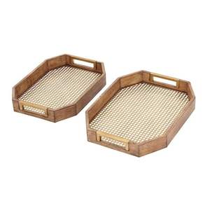 Angular Shape Wooden Serving Tray Metal Handles Food Safe Wooden <b>Kitchenware</b> Tray for Home Hotel & Restaurant Factory Price - Product Image 4