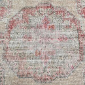 0.4x6.9 ft Vintage Turkish Rug, <b>Runner</b> Rug, <b>Red</b> Pink Oriental Wool Rug - Product Image 3