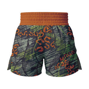 กางเกงขาสั้นฝึกซ้อม MMA ของผู้ชายปรับแต่งได้ปักลายดอกไม้เอวสูงมีเชือกรูดปิดระบายอากาศได้ดี - Product Image 2