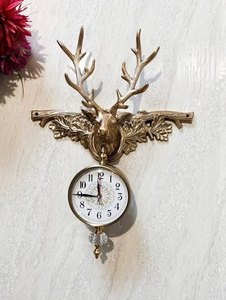 Thanh Lịch Thạch Anh Kim Loại Hươu Đầu Đồng Hồ Treo Tường Antique <span class=keywords><strong>Brass</strong></span> Cổ Điển Phong Cách Sang Trọng Trang Trí Nội Thất Cho Nhà Phòng Khách - Product Image 4