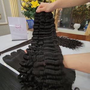 Cabello Remy vietnamita sedoso de alta calidad, cutícula completa alineada, paquetes de ondas profundas, Color Natural, venta al por mayor, extensiones de cabello humano - Product Image 6