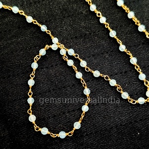 Aigue-marine pierre précieuse à facettes Rondelle perlée chapelet argent plaqué chaîne prix de gros aigue-marine chaîne pour la fabrication de bijoux en vrac - Product Image 6