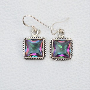 925 Solid Sterling Silver <b>Fashionable</b> Mystic Topaz Gemstone <b>Drop</b> <b>Earrings</b> for Women and Girls for Parties - Product Image 5