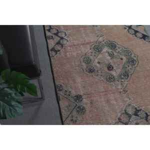 Alfombra Turca Vintage de 2.6x11.4 pies, Alfombra de Lana Marrón Azul Camuflaje - Product Image 3