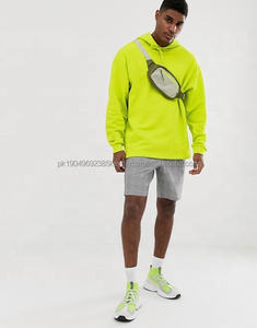 Wholesale Custom 100%cotton Neon <b>Hoodie</b> With Zipper High Quality <b>Plain</b> Oversized Men's <b>Hoodie</b> - Product Image 4