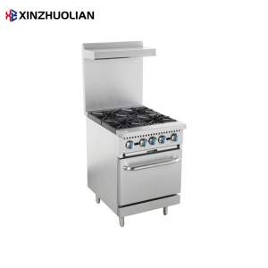 อุปกรณ์ครัวสำหรับโรงแรม ร้านอาหาร บริการจัดเลี้ยง เตาแก๊สแบบอเมริกัน 4 หัวเตา พร้อมเตาอบ 150,000 BTU สแตนเลสสตีล ได้รับมาตรฐาน ETL - Product Image 2