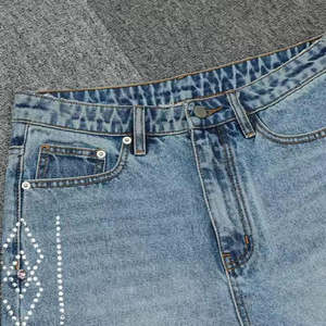 Pantalones cortos vaqueros de alta calidad de fabricante para hombre, ropa de calle personalizada, pantalones cortos vaqueros de verano con diamantes de imitación desgastados para hombre - Product Image 3