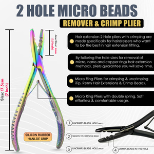 Bulk Pro Hair Extension Tools 2 Hole Pliers Hair Extensions Microlink <b>Crimping</b> Plier sectioning clips Hair Parting Scissor - Product Image 6