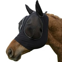 Masque anti-mouches élastique pour chevaux avec oreilles, en maille respirante, protection UV, anti-moustiques et anti-insectes, pour l'équitation (vente en gros)