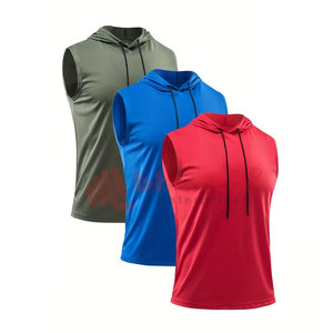 Nueva Llegada, Sudadera con Capucha de Verano para Hombre, Tejida, Cómoda, de Algodón Transpirable, Talla Grande, Sin Mangas, para Gimnasio, Fitness y Moda - Product Image 1