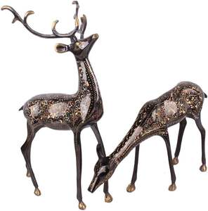 Statue de cerf en laiton doré dans des tailles personnalisées, Statue Vintage en laiton, Statue de cerf doré en laiton pour pièce maîtresse de cadeau de bureau à domicile - Product Image 2