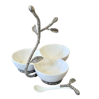 Decoratieve serveerschaal voor fruit en snacks, verzilverd aluminium, modern Japans design, set van 3