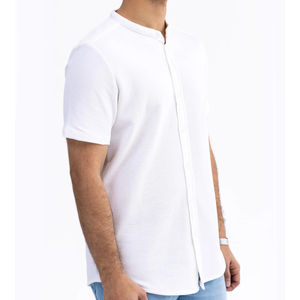 Chemise d'été décontractée personnalisable pour homme en popeline 100 % coton bleu, respirante, anti-rétrécissement, infroissable, écologique, séchage rapide, boutonnée - Product Image 2