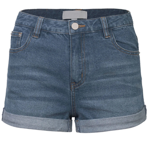 Shorts en jean pour femmes, service OEM, streetwear, bouton, fermeture éclair, coupe ample, confortable, durable, pour l'extérieur - Product Image 1