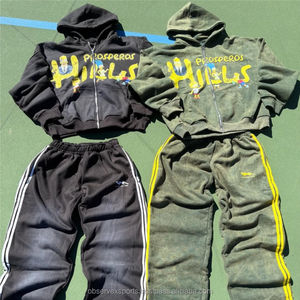 100% coton Logo personnalisé poids lourd hiver Streetwear unisexe survêtement ensembles avec sérigraphie pleine longueur sweat et sweat à capuche - Product Image 3