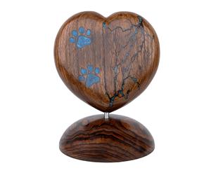 Aluminium Metal Keepsake <b>Urns</b> in Wooden Finished Brown Heart Shaped <b>Pet</b> <b>Urn</b> with Pawprints in Affordable Prices - Product Image 1