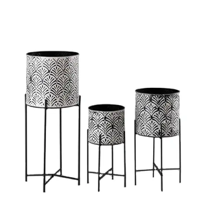 Direct Factory Sale SET of 3 Traditional Black and Gold Metal Planter Display Plant Stand <b>Tall</b> Indoor Plant Stand With Planter - Product Image 2
