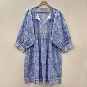 2025 femmes imprimé fleuri à manches longues robe longueur au sol multicolore Style bohème col rond naturel durable mode solide - Product Image 1