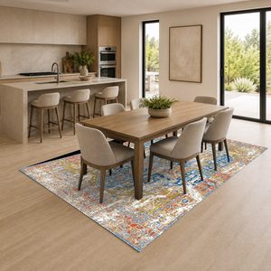 Tapis de salon en chenille antidérapant, imprimé numérique effet marbre multicolore neutre, lavable en machine, vente en gros RUGS DEPOT LXDP-0426 - Product Image 4