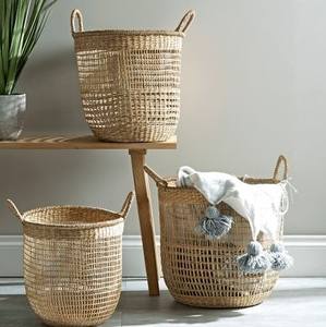 Vietnam Natural Handwoven Seagrass Storage <b>Basket</b> Clothing Home Storage Organization Straw Planter <b>Rattan</b> Wicker <b>Laundry</b> <b>Baskets</b> - Product Image 4