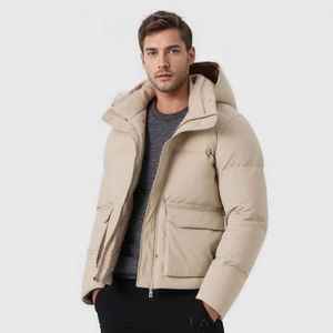 เสื้อกันลมมีฮู้ดสำหรับผู้ชายแจ็คเก็ตขนเป็ดย้อมสีล้วนมีฮู้ดสำหรับใส่กลางแจ้งเสื้อกันลมสำหรับฤดูหนาว - Product Image 6