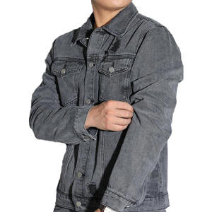 Veste en jean unie pour homme avec logo personnalisé, poche à rabat déchirée, veste en jean noire pour homme, livraison DDP - Product Image 5