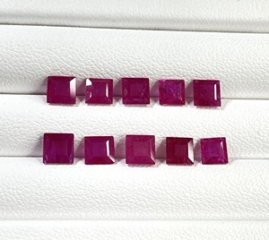 Rubíes Naturales de Mozambique de Alta Calidad, Calibrados y Tratados, Tamaño 3.5-4.5mm, Corte Cuadrado, Color Rojo Rosado, Piedras Preciosas Sueltas para Joyería - Product Image 1