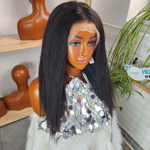 Extensions de cheveux humains vierges 5x5 Kinky Straight 16 pouces, perruques à fermeture, super double trame, cheveux vierges vietnamiens, boucles crépues - Product Image 3