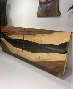 Table à manger de taille de restaurant haut de gamme en résine époxy River & Ocean Design fait à la main ART INDIEN EXOTIQUE pour villa de luxe - Product Image 2