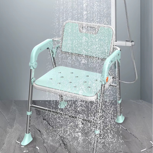 Chaise de bain pliable à dossier avec système One Click, chaise de mobilité antidérapante pour la douche - Product Image 1