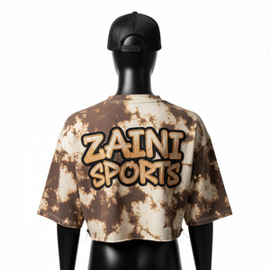 Camiseta corta de algodón premium para mujer, 180 GSM, teñido anudado, tela suave y transpirable con logotipo bordado, camiseta para mujer - Product Image 2