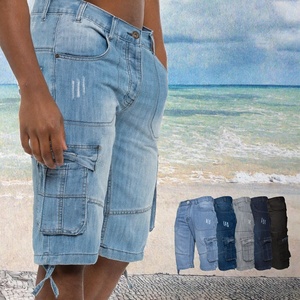 Pantalones Cortos Cargo de Mezclilla para Hombre, Lavado Claro, Algodón, Múltiples Bolsillos, Casuales, OEM, ODM, Marca Privada, Venta al Por Mayor - Product Image 2