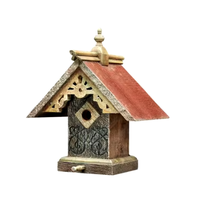 Maison à oiseaux fabriquée à la main en métal et en bois massif oiseaux et animaux de compagnie cabane de qualité supérieure abri intérieur et extérieur décor maison pour animaux de compagnie