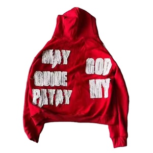 Nouveauté Sweat-shirts pour hommes en taille adulte légers avec broderie usée et fermeture éclair 100% coton tissu éponge - Product Image 5