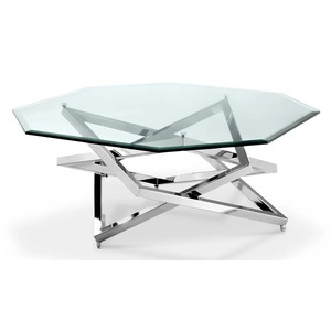 Mesa de Centro Ovalada de Vidrio Templado con Patas de Acero Inoxidable para Sala de Estar Moderna y Ecológica, Venta al por Mayor - Product Image 6