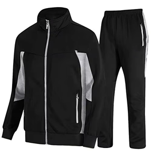 Custom logo Streetwear Tracksuit For Men Polyester Windbreaker Fashion Zipper Tracksuit <b>Patchwork</b> <b>Jacket</b> & Baggy Sweatpants Set - Product Image 3