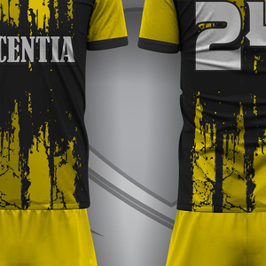 Conjunto de Uniforme de Fútbol Personalizado en Negro, Naranja y Azul Marino, Transpirable, Ligero, 100% Poliéster, Incluye Camiseta y Pantalones Cortos - Product Image 4